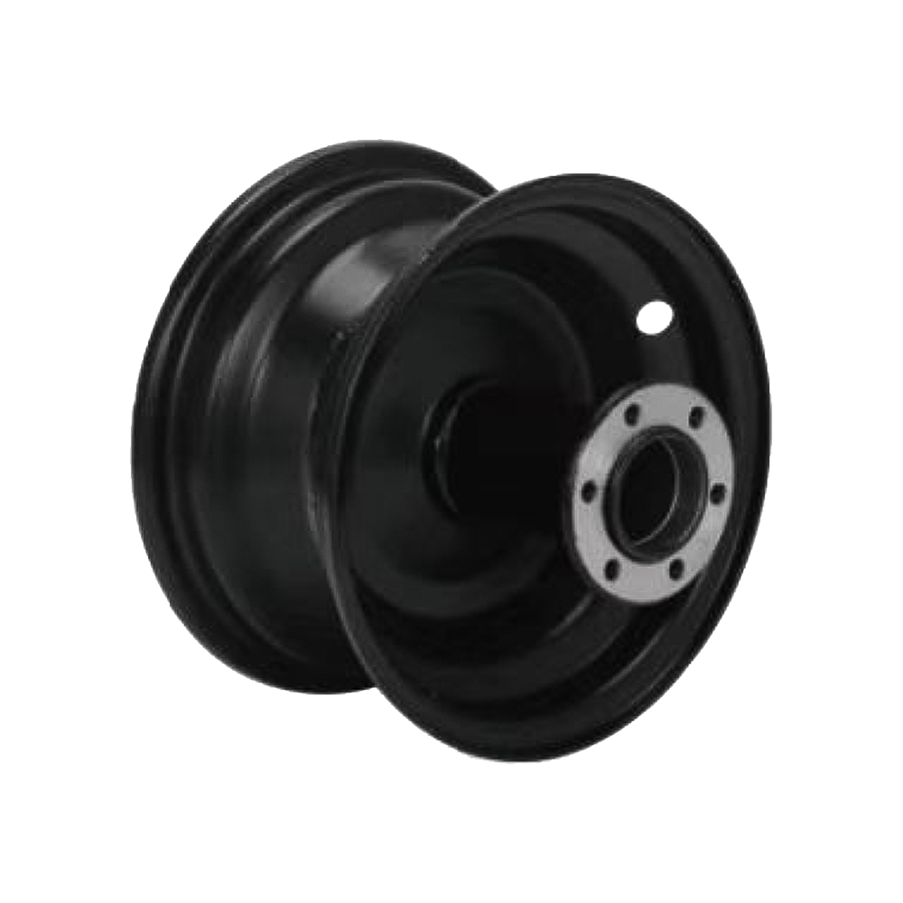 6x3.25 Black snow sweeper wheel rim with  flange and axle tube